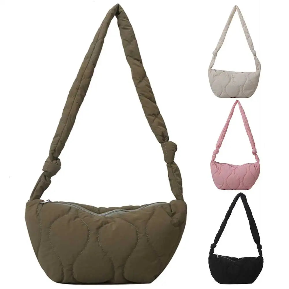 Female Puffer Shoulder Bag Trendy Soft Down