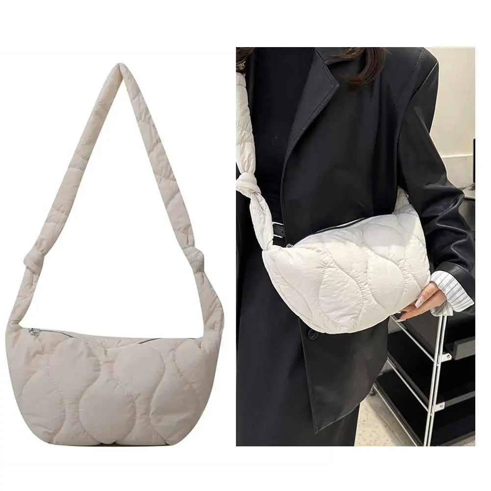 Female Puffer Shoulder Bag Trendy Soft Down