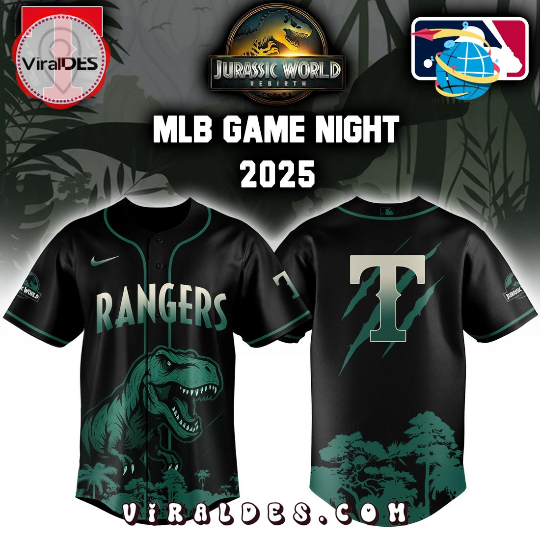 Texas Rangers x Jurassic World Baseball Jersey
