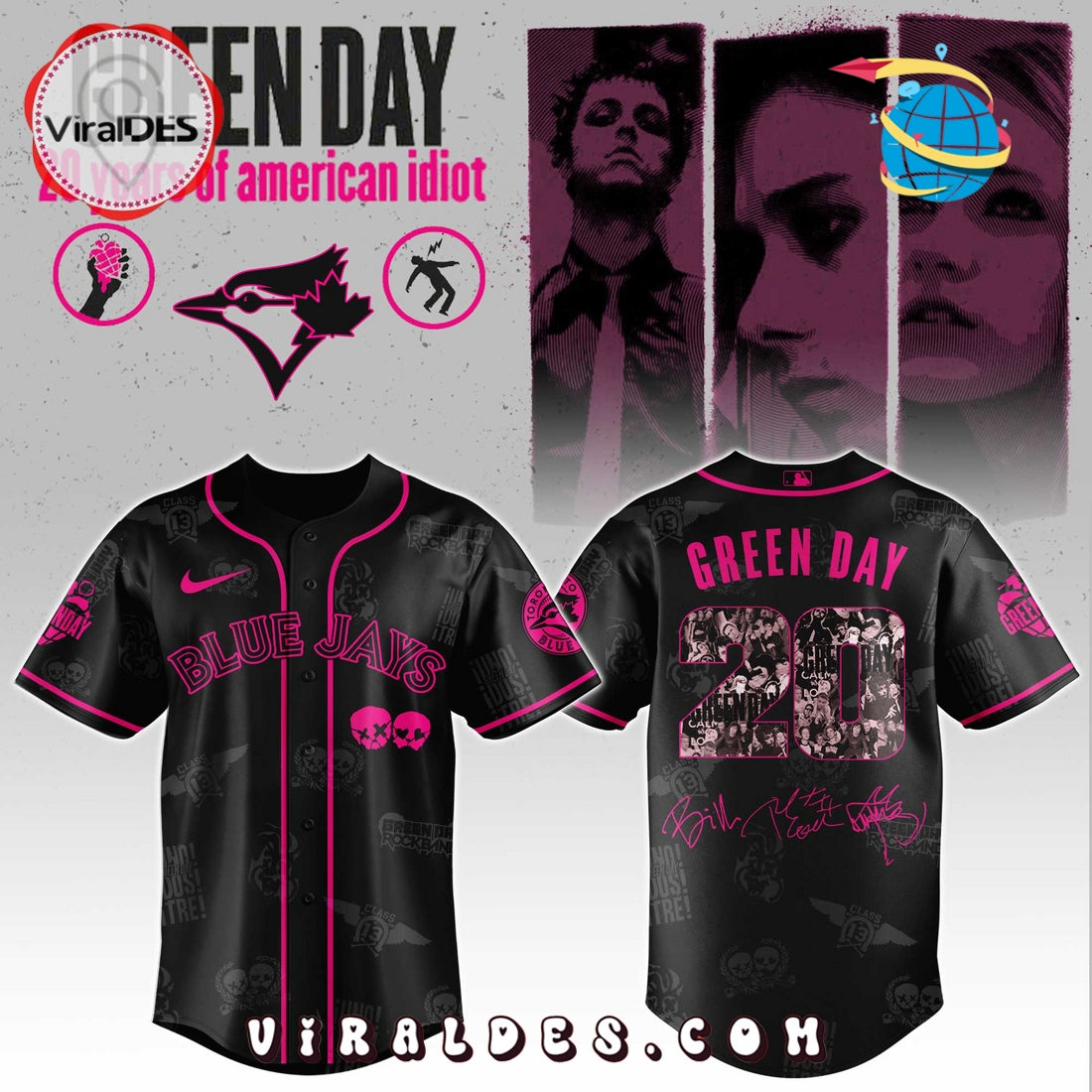 Toronto Blue Jays MLB x Green Day 20th Anniversary Baseball Jersey