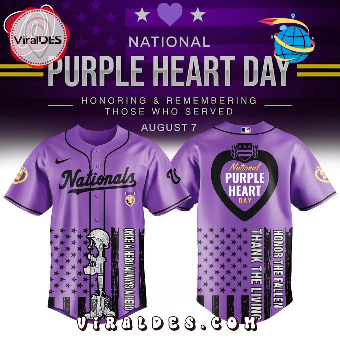 Washington Nationals MLB x Purple Heart Day Baseball Jersey